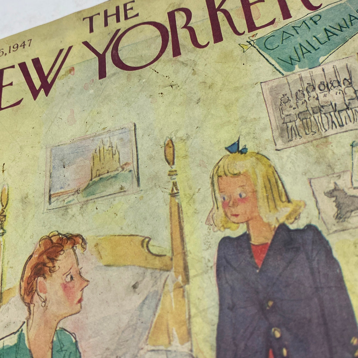 Close-up of The New Yorker Complete Magazine September 6, 1947 Cover by Perry Barlow, highlighting details of the design and imagery.