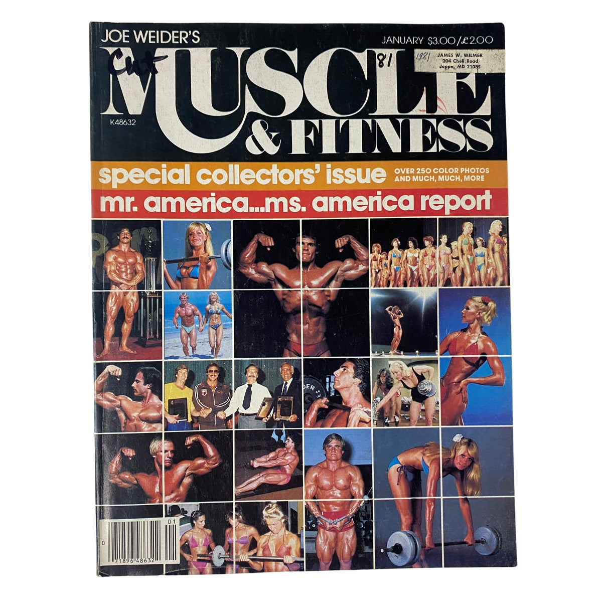 Cover of Muscle & Fitness Magazine January 1981 featuring Kim Taylor and Gary Leonard, highlighting special collector's issue with over 250 color photos, Mr. America, and Ms. America reports.