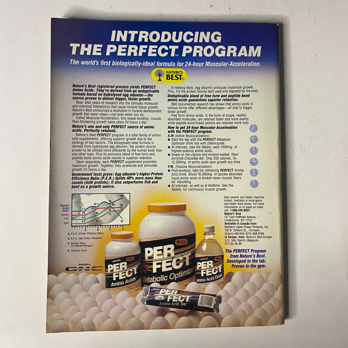 Back cover of Muscle & Fitness Magazine March 1989 promoting nutritional supplements and fitness programs.