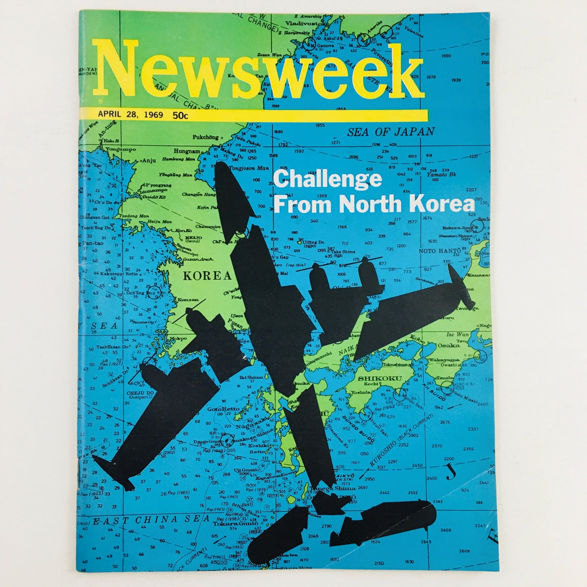 Cover of Newsweek Magazine April 28, 1969 featuring the title 'Challenge From North Korea' with a colorful map background reflecting the political climate of the time.