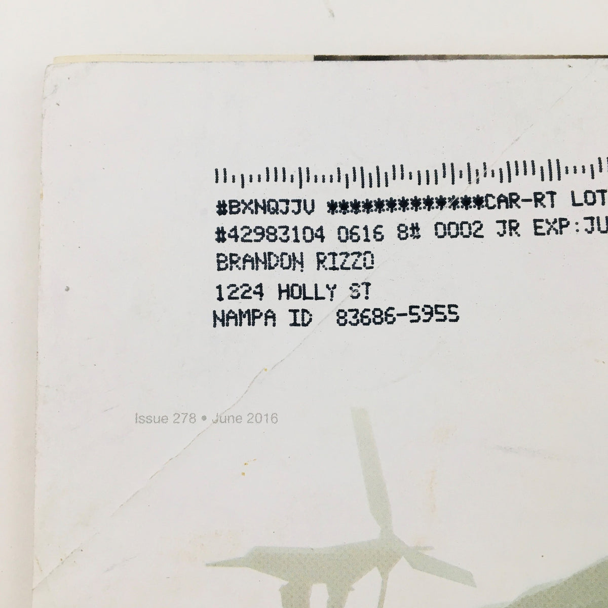 Close-up of the back cover details of Game Informer Magazine June 2016 Issue 278, including a barcode and publication information.