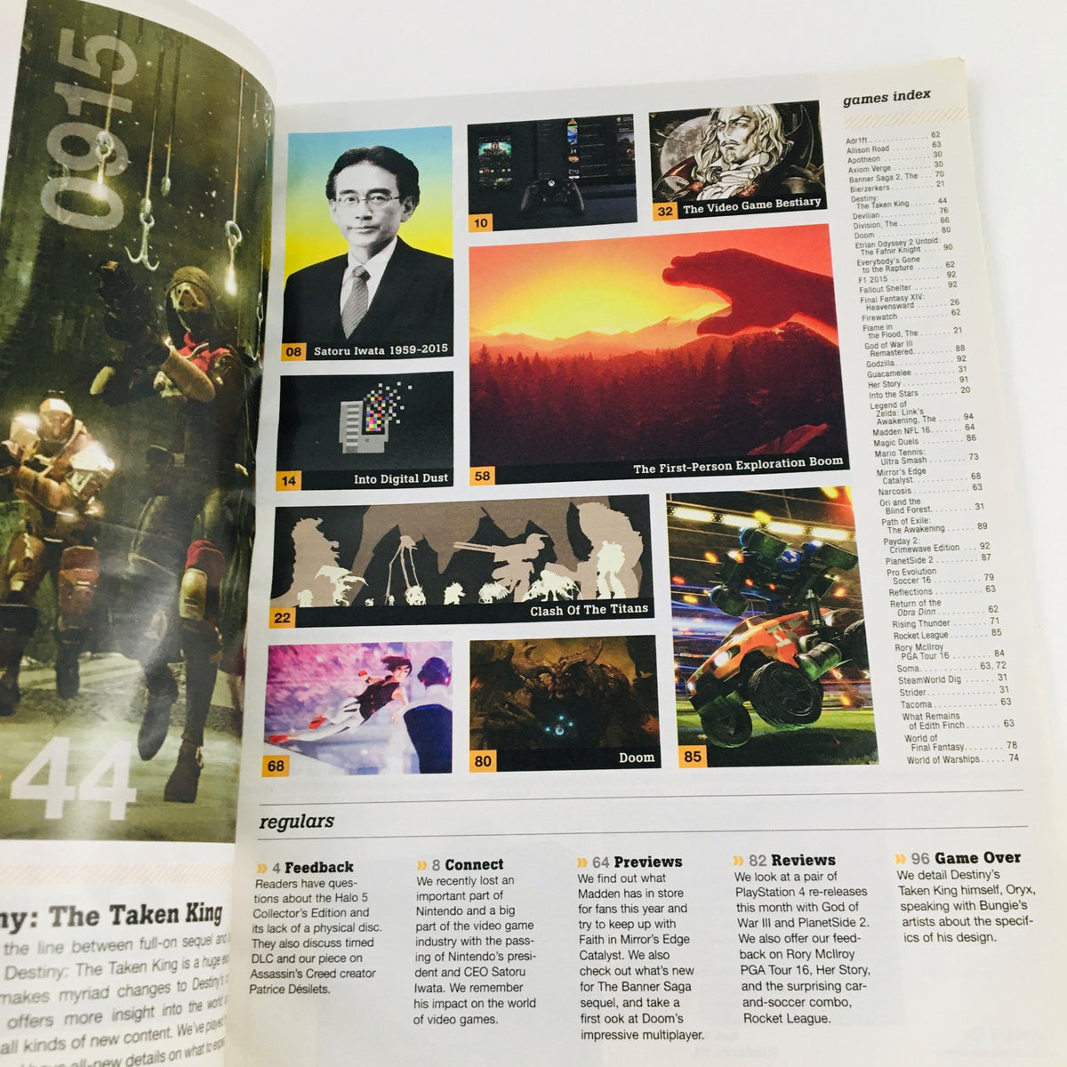 Contents page of the Game Informer Magazine September 2015 Issue 269, featuring a games index including Destiny: The Taken King.