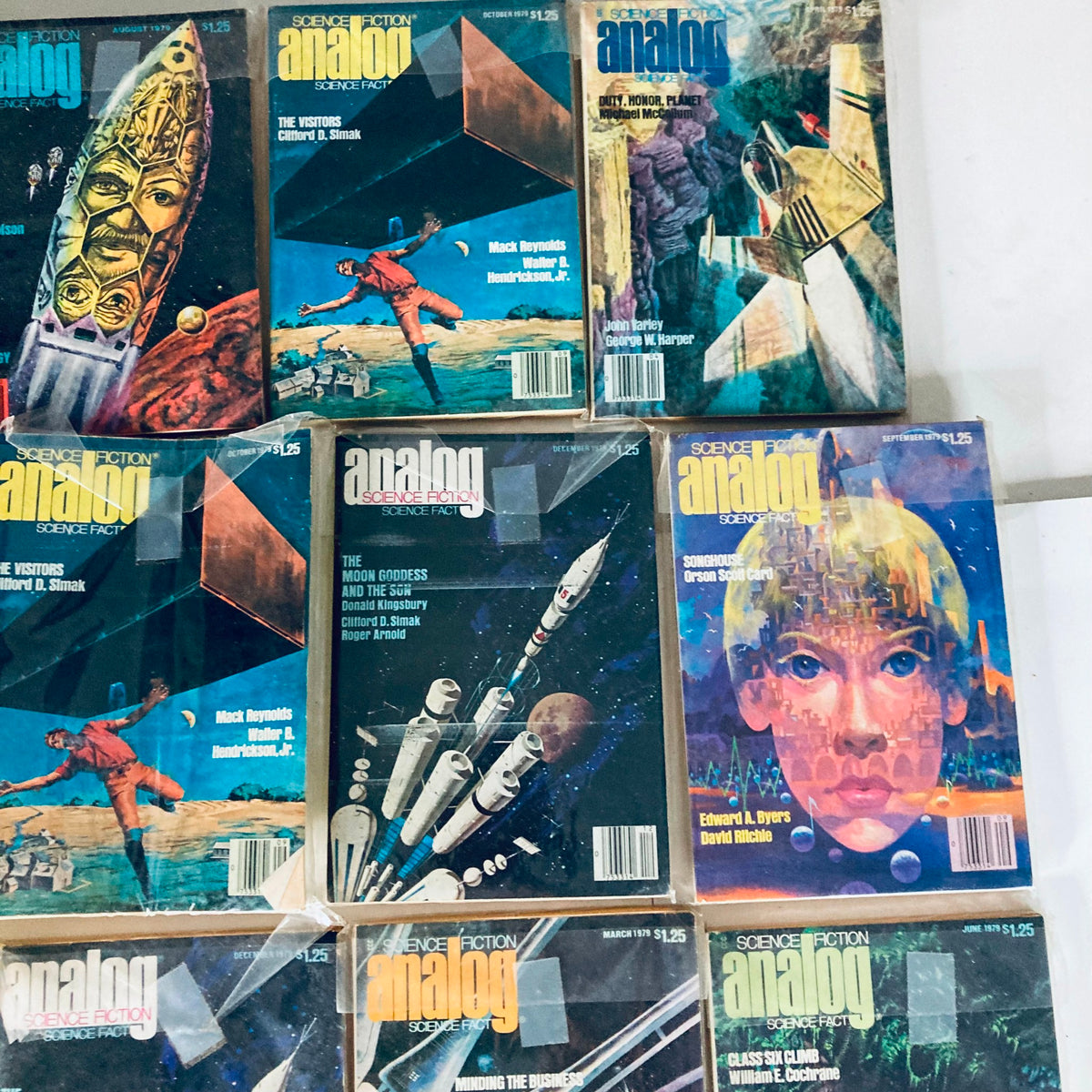 VTG Analog Science Fiction and Fact Magazine Lot of 19 1970s - Detailed layout of various magazine issues highlighting the creativity of science fiction literature.