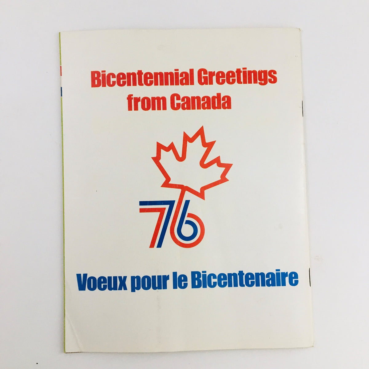 1976 Official Parade Souvenir Program with a cover titled 'Bicentennial Greetings from Canada 76', celebrating Canada’s contributions during the 87th Tournament of Roses.