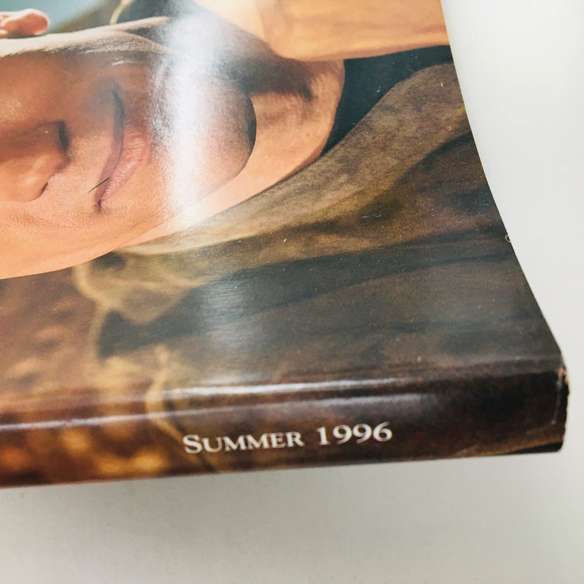 Close-up of the spine of Cigar Aficionado Magazine Summer 1996, revealing the publication date and sections about cigars and lifestyle.