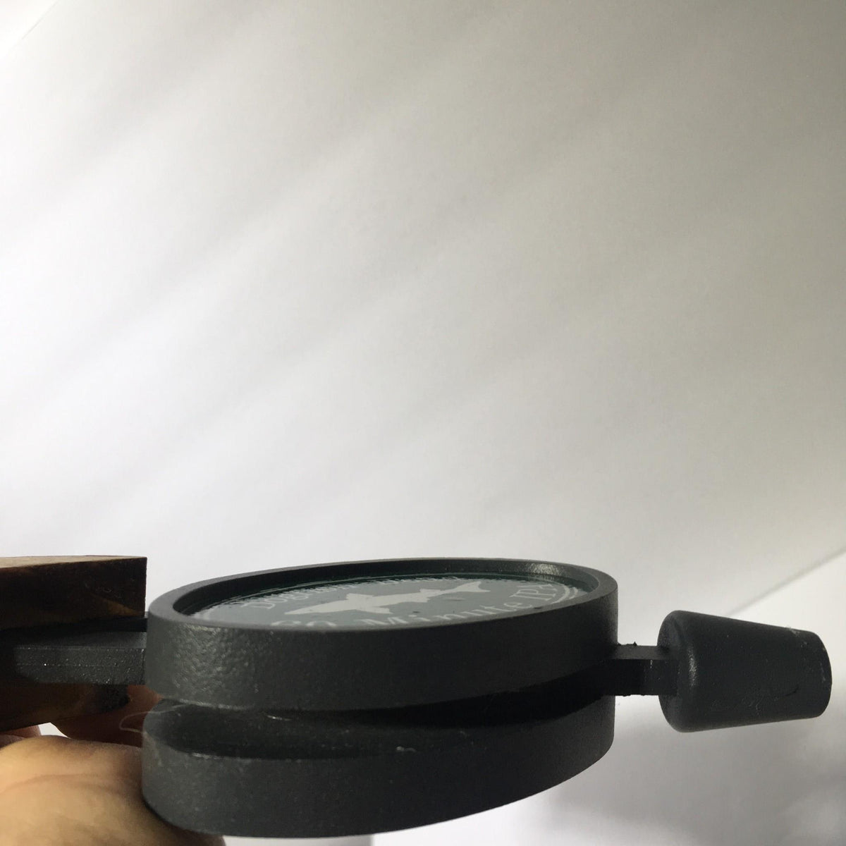 Detailed side profile of the Vintage Dogfish Head 60 Minute IPA 12" Beer Tap Handle, emphasizing the contrast between wood and metal elements.