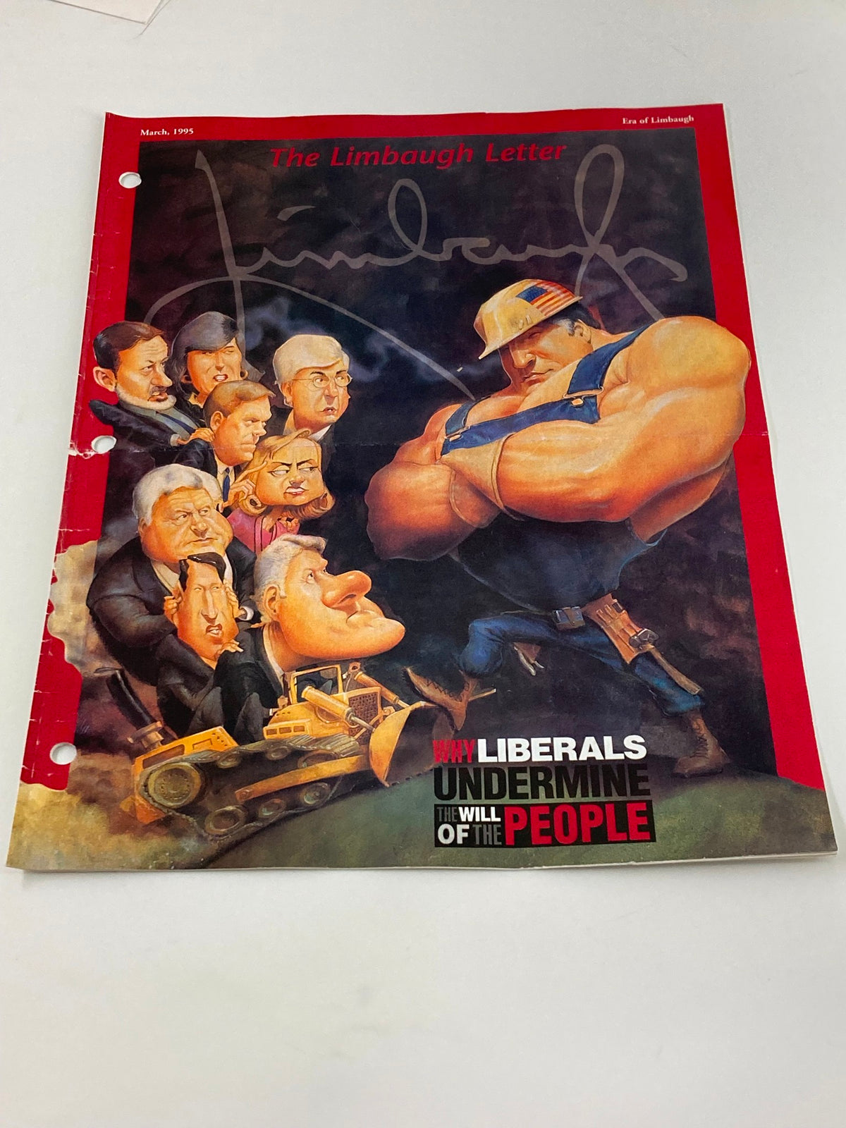 Cover of Rush Limbaugh Letter Newsletter Magazine March 1995 featuring a cartoon depiction related to the theme 'Why Liberals Undermine the Will of the People', showcasing vibrant illustrations and an iconic signature.