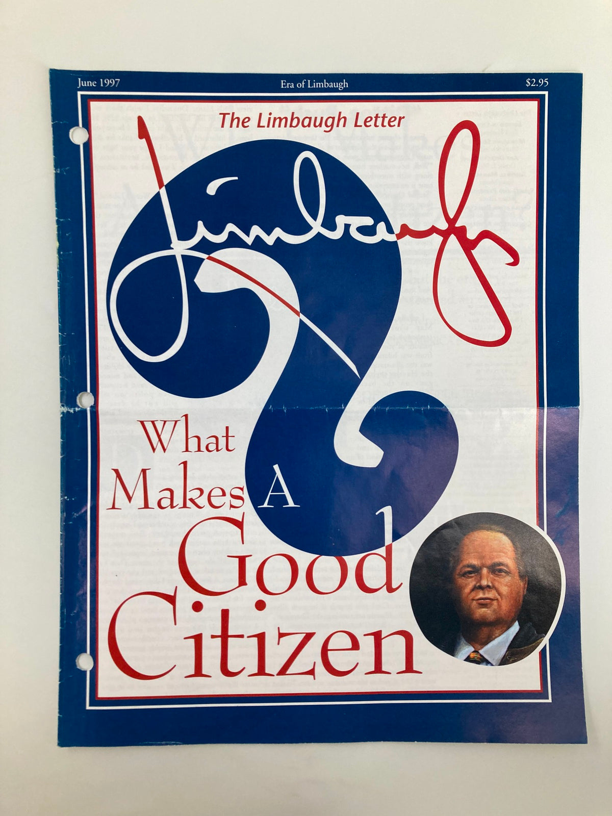 Cover of Rush Limbaugh Letter Newsletter Magazine June 1997 featuring the title 'What Makes A Good Citizen' and an illustration of Rush Limbaugh.