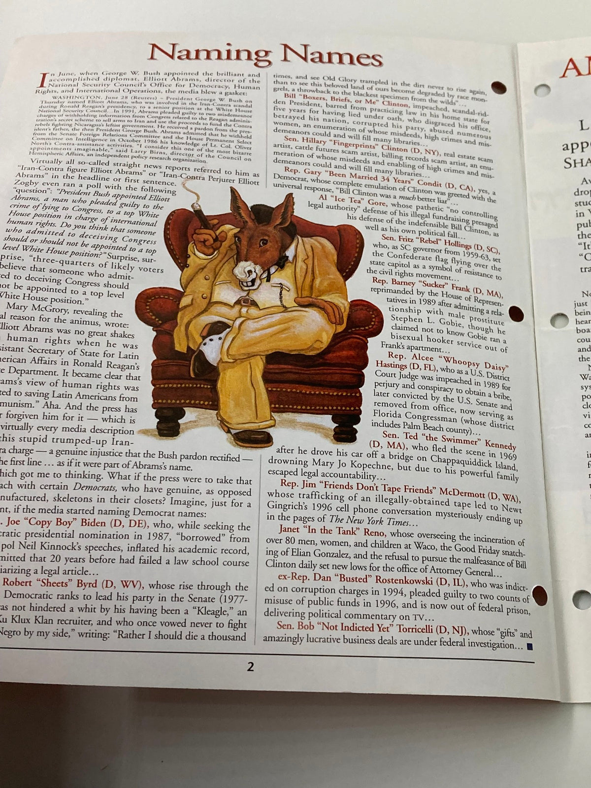 Inside page of Rush Limbaugh Letter Newsletter Magazine September 2001 featuring an illustration and commentary on American education, reflecting conservative viewpoints on educational debates of the early 2000s.