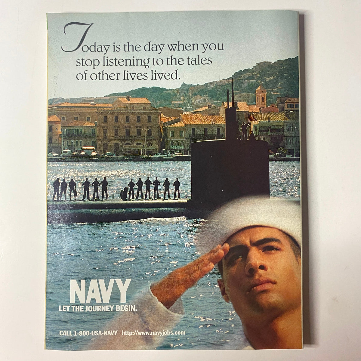 Back cover of Muscle & Fitness Magazine May 1997 featuring a Navy recruitment ad, emphasizing the importance of taking action in life.