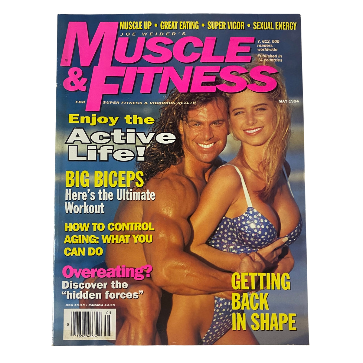 Muscle & Fitness Magazine May 1994 featuring Roger Stewart and Michelle Ruf on the cover, highlighting fitness topics and healthy lifestyle advice.