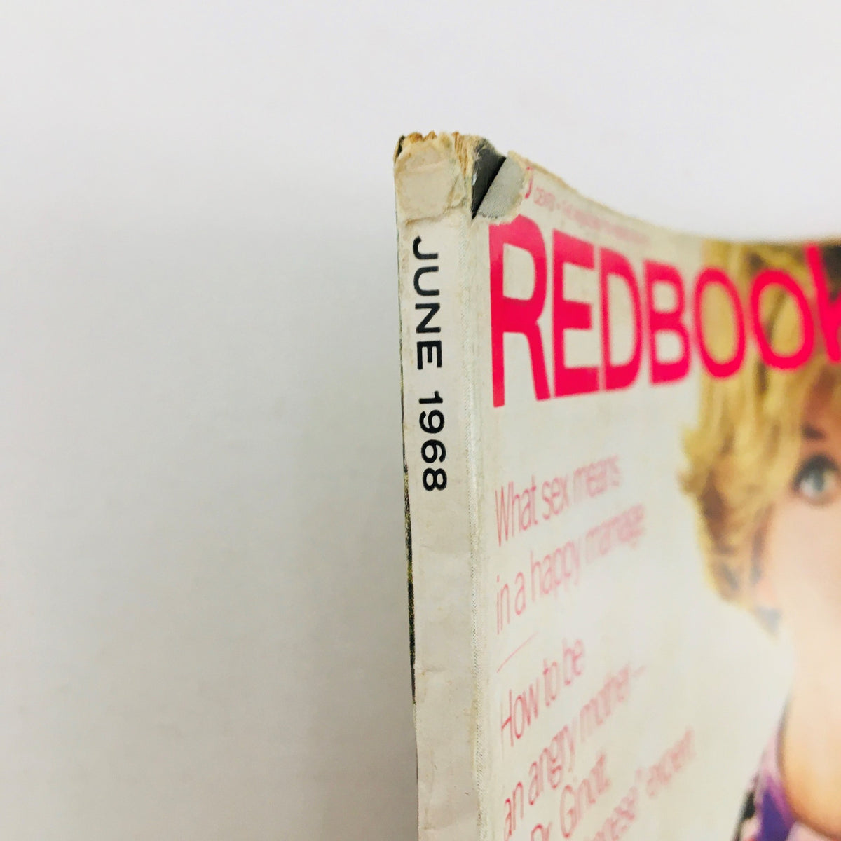 Redbook Magazine June 1968 showing the side view of the magazine spine with the publication date.
