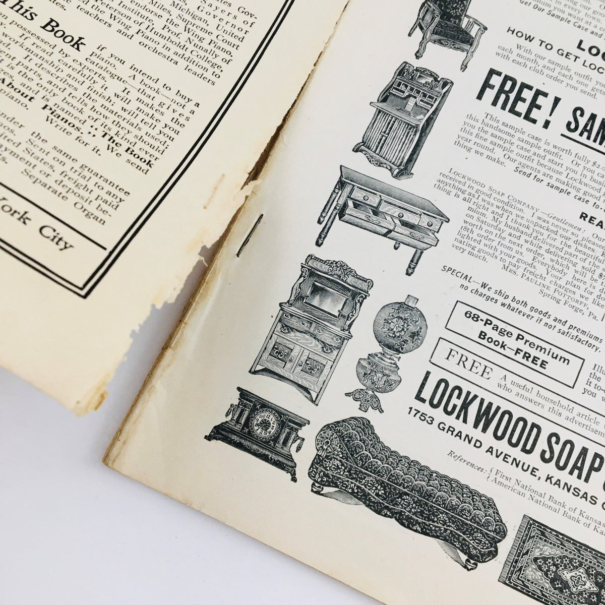 Another inside page of VTG McCall's Magazine November 1904 with advertisements for furniture and household items, reflecting the era's consumer trends.