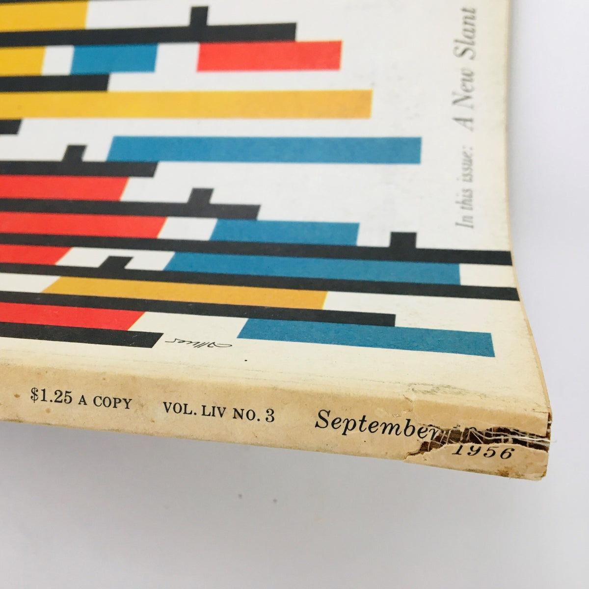 Side view of Fortune Magazine September 1956 showing the issue number, price, and publication date details.