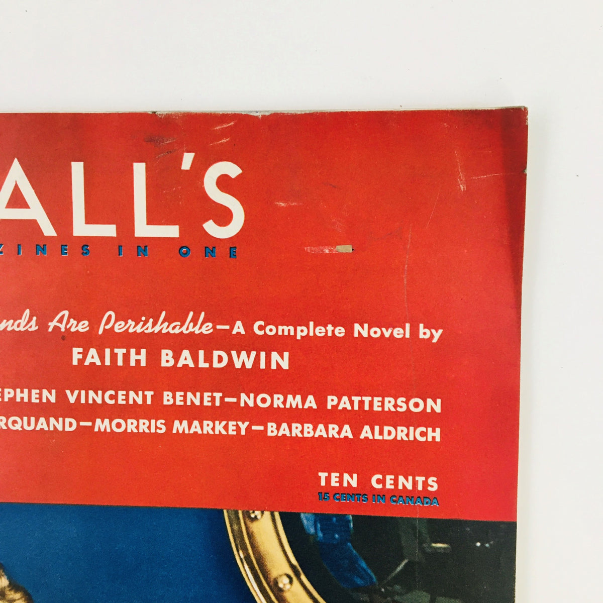 Cover of VTG McCall's Magazine October 1940 featuring the article 'Husbands are Perishables' by Faith Baldwin, showcasing vintage design and era-specific advertisements.