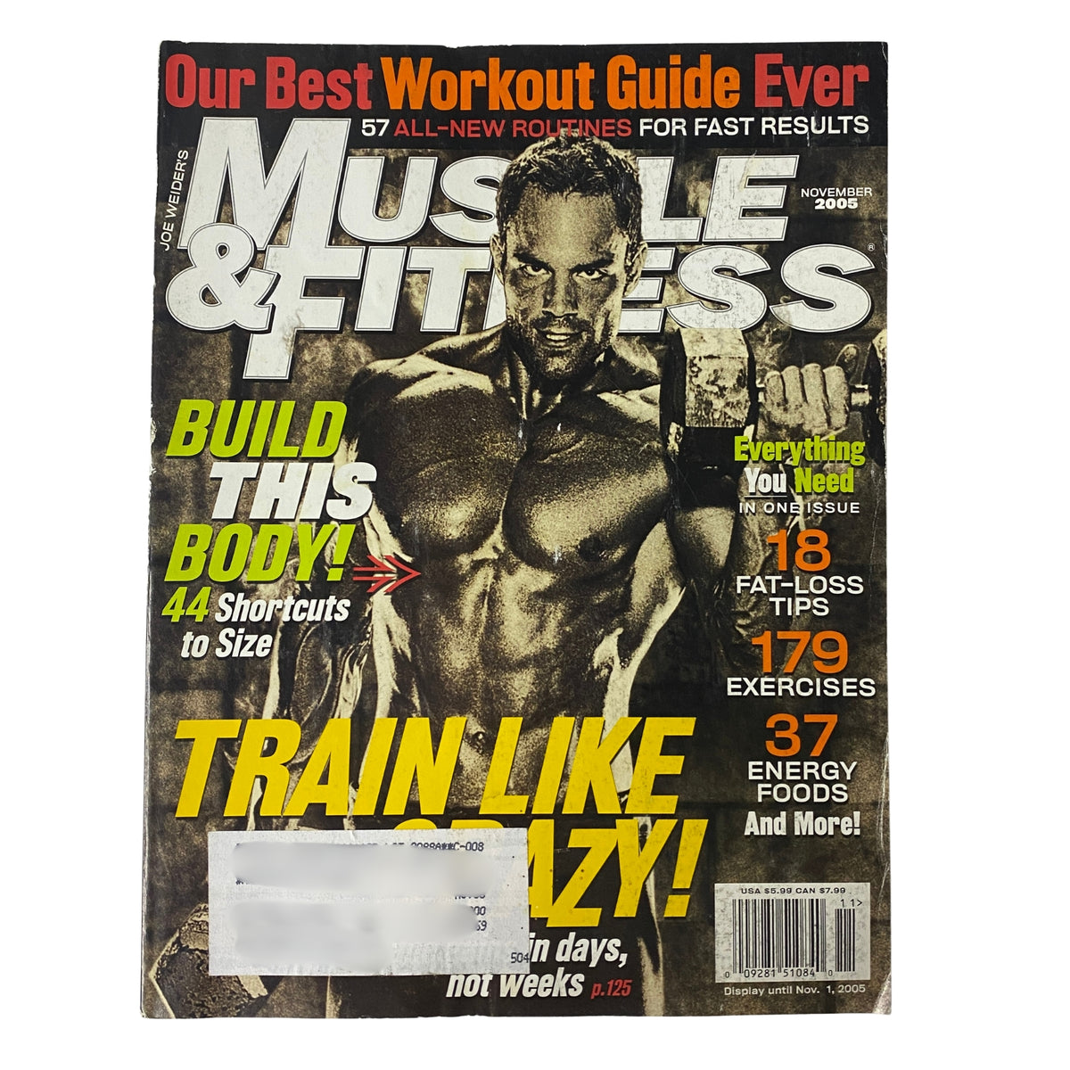 Muscle & Fitness Magazine November 2005 Vol 66 No. 11 featuring Brian Wade on the cover, showcasing fitness tips, workouts, and nutritional advice.