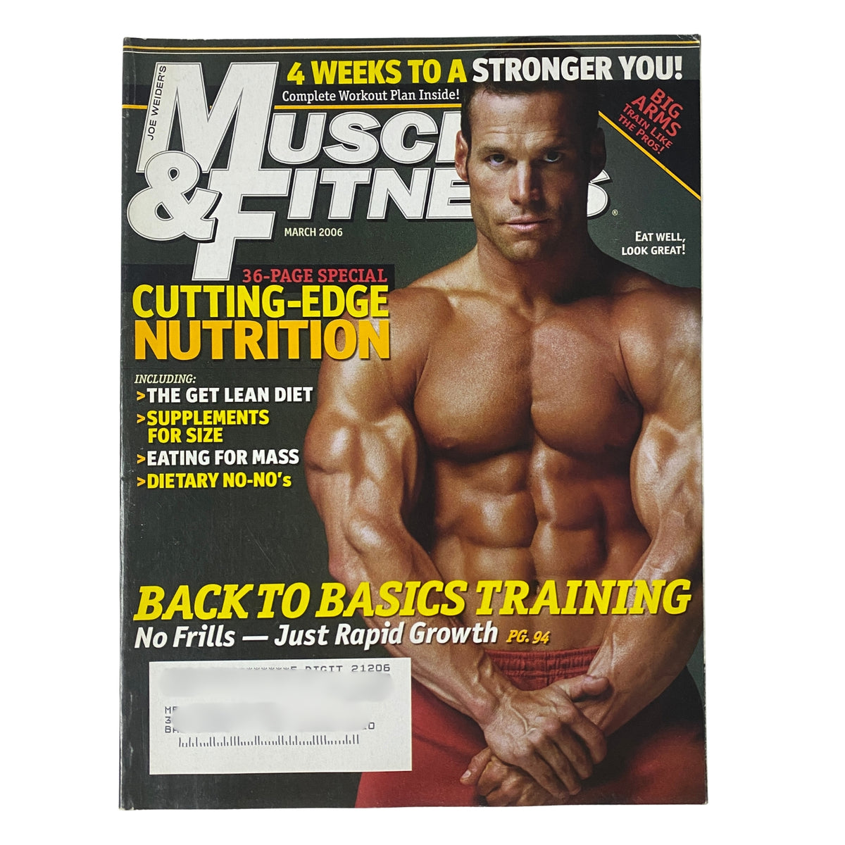 Muscle & Fitness Magazine March 2006 Vol 67 No. 3 featuring James Romagna on the cover, showcasing nutrition, training, and bodybuilding features in very good condition.