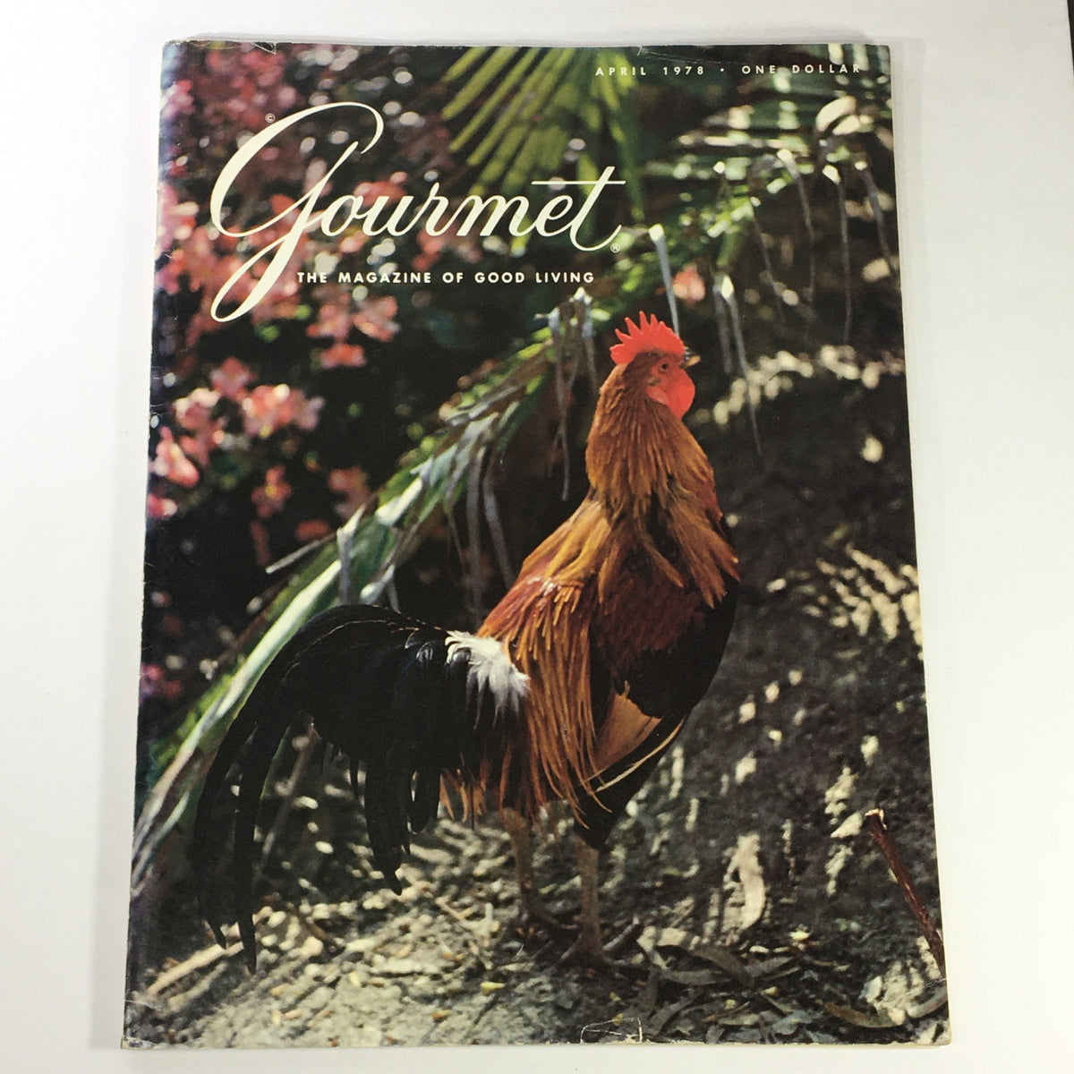 Vintage Gourmet Magazine cover from April 1978 featuring a rooster, showcasing the theme 'Toledo: A Museum City' - a collectible issue highlighting culinary arts and culture.