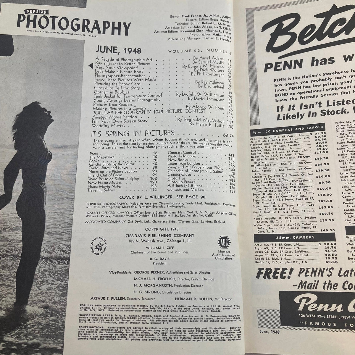 Vintage Popular Photography Magazine June 1948 Vol 22 #6 Spring Pictures No Label