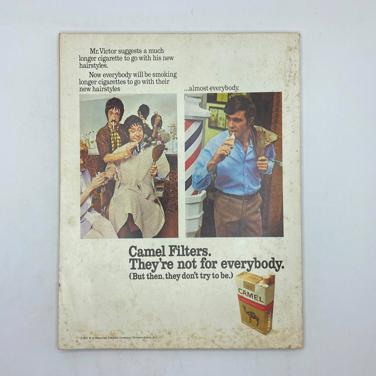 Back cover of Street & Smith's Baseball Official Yearbook 1971 featuring an advertisement for Camel Filters cigarettes with a nostalgic design.