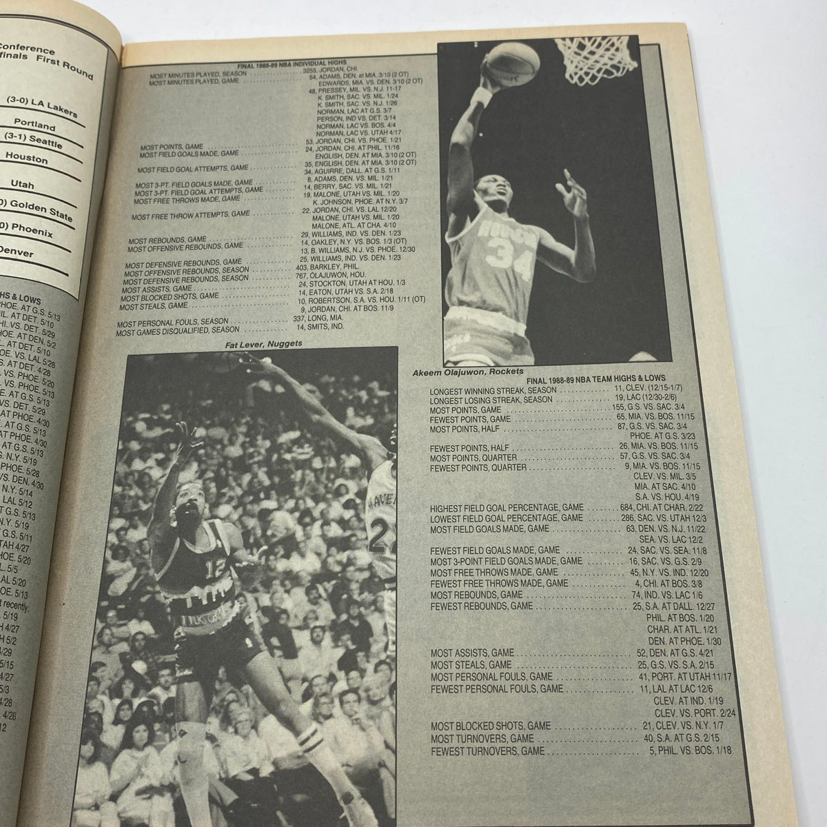 NBA Basketball Forecast Magazine 1989-1990 Magic Johnson No Label VG, displaying NBA playoff individual high statistics and player highlights.