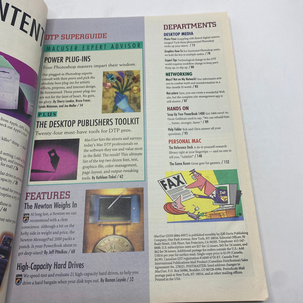 Another contents page of Mac User Magazine June 1997, emphasizing DTP tools and features within the magazine.