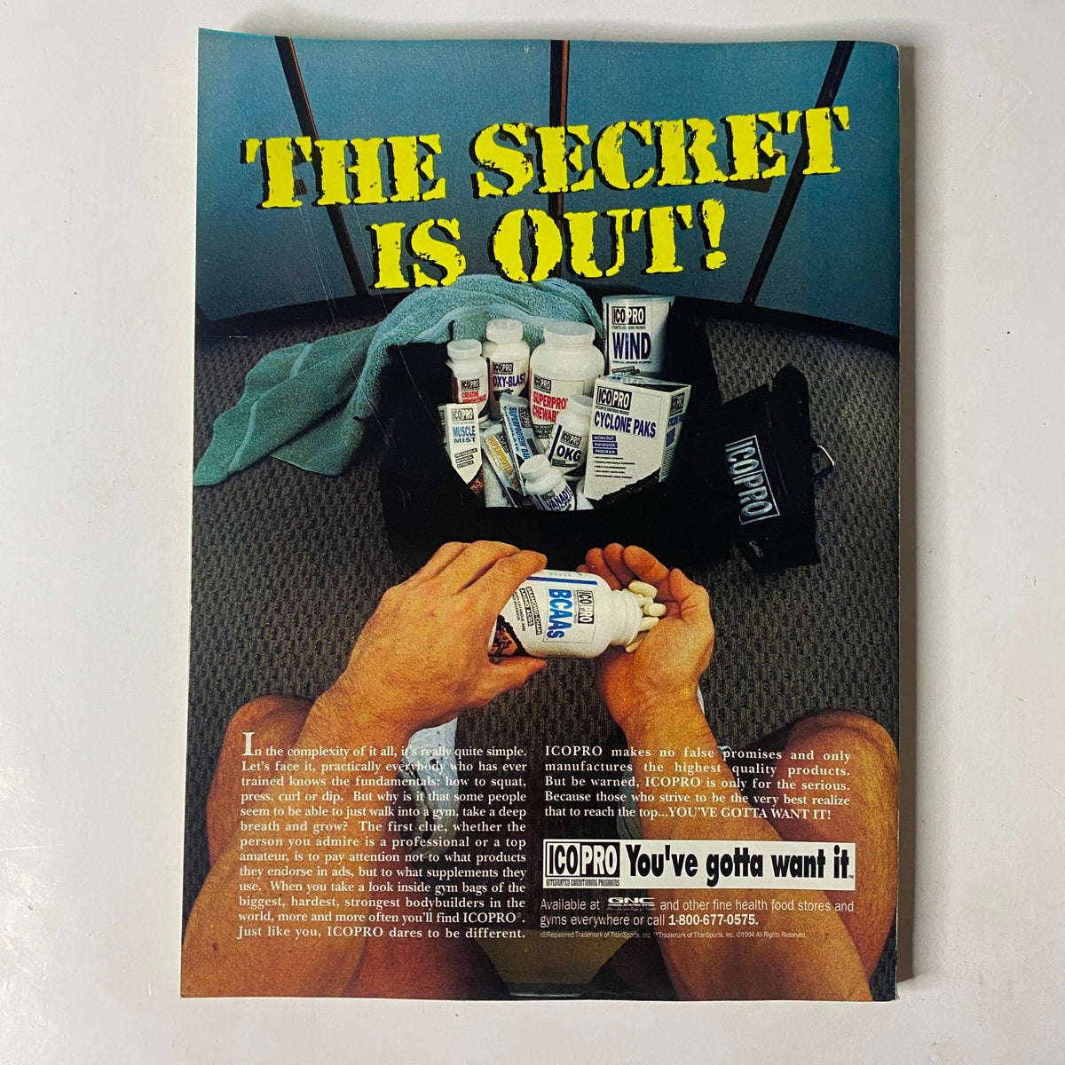 MuscleMag International Magazine July 1994 No. 145 features an advertisement titled 'The Secret Is Out!' showcasing a variety of health products. This vintage bodybuilding magazine issue highlights fitness insights and product promotions prominently.