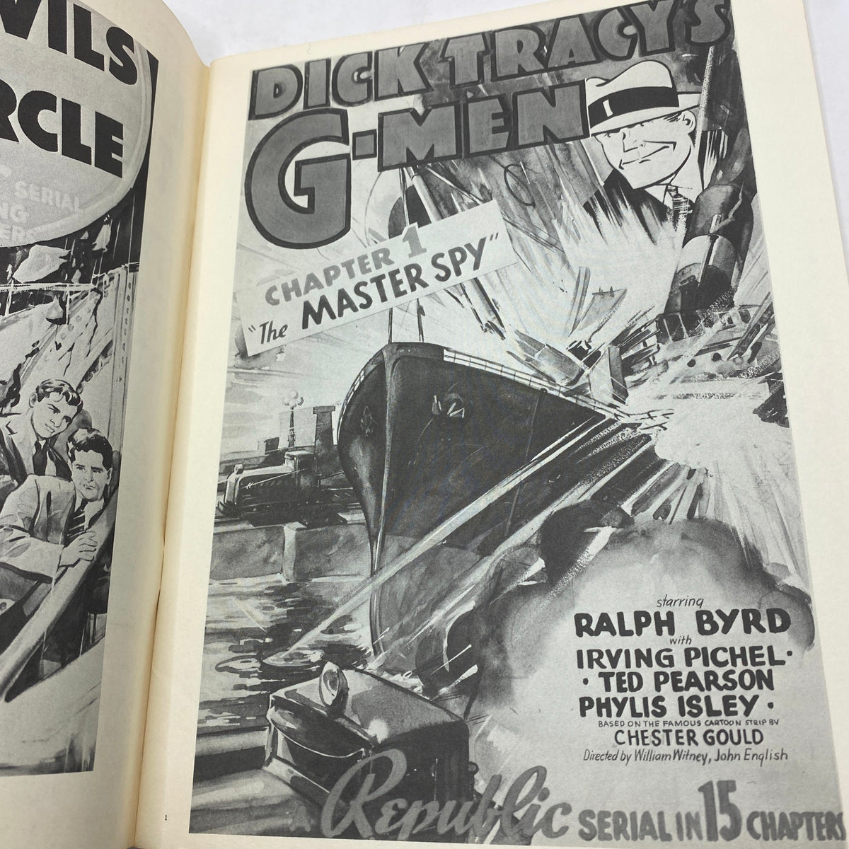 VTG 1971 A Thousand Thrills: Collection of Original Serial Ads showcasing Dick Tracy's G-Men cover with vibrant action imagery of a boat and explosions.