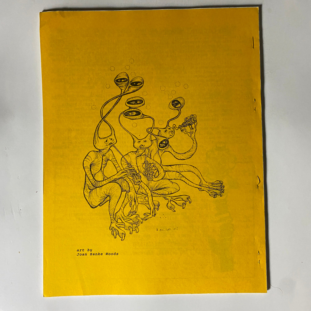 Back cover of VTG The Unicorn Magazine, October 1979, Volume 1, Number 4, featuring unique artwork by Joan Hanke Woods, contributing to the vintage aesthetic and creative expression of the magazine.