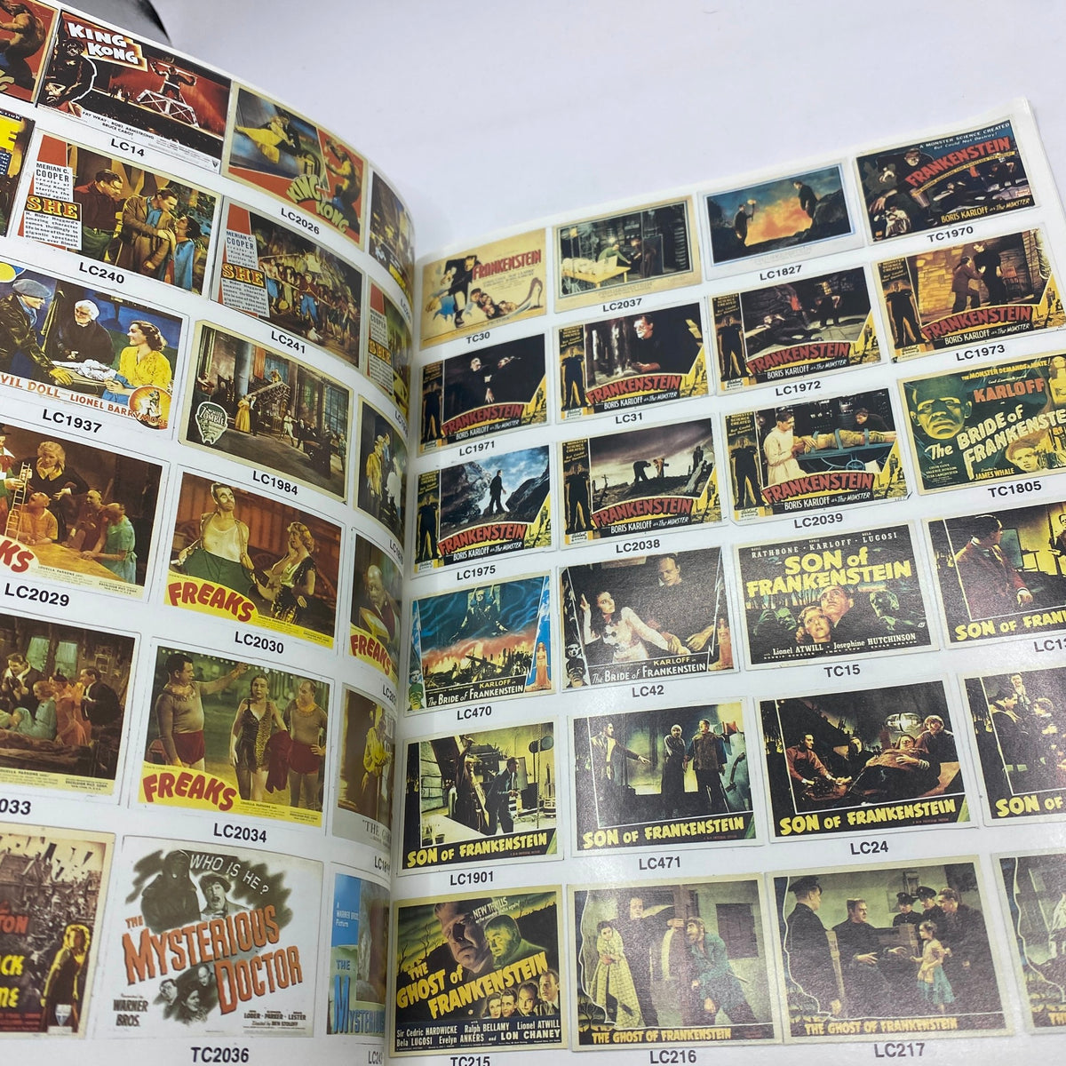 Color layout in Color Collectors Guide Winter 1990 showcasing a collection of horror film lobby cards, highlighting 'Son of Frankenstein' among others.