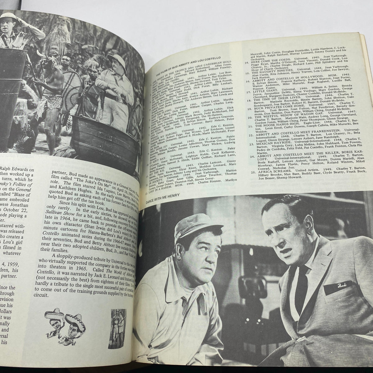 Final interior page of VTG Screen Facts Magazine 1970 No. 22 with classic images and text documenting the legacy of Bud Abbott and Lou Costello.