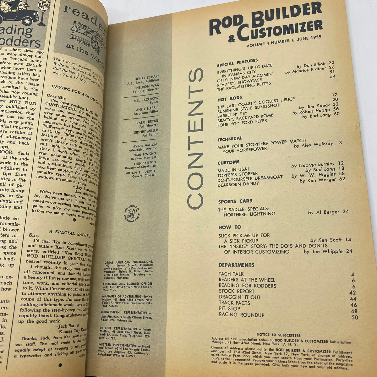 Rod Builder & Customizer Magazine June 1959 Sunshine State Slingshot No Label VG