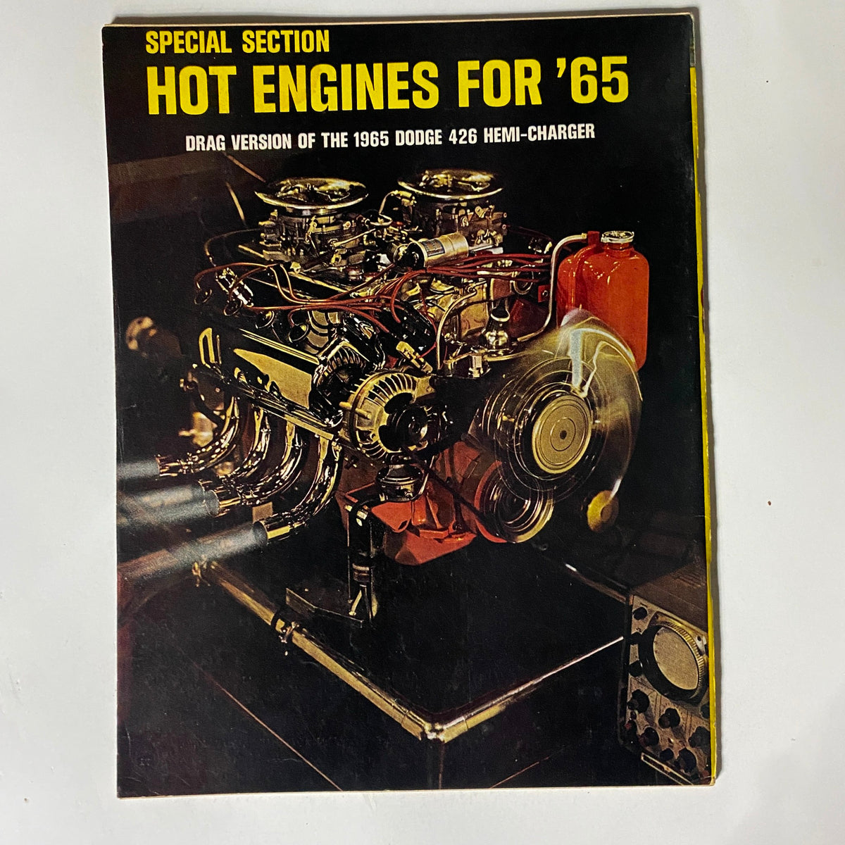 Cover of VTG American Rodding Magazine December 1964 featuring the special section 'Hot Engines for '65' showcasing the drag version of the 1965 Dodge 426 Hemi-Charger.