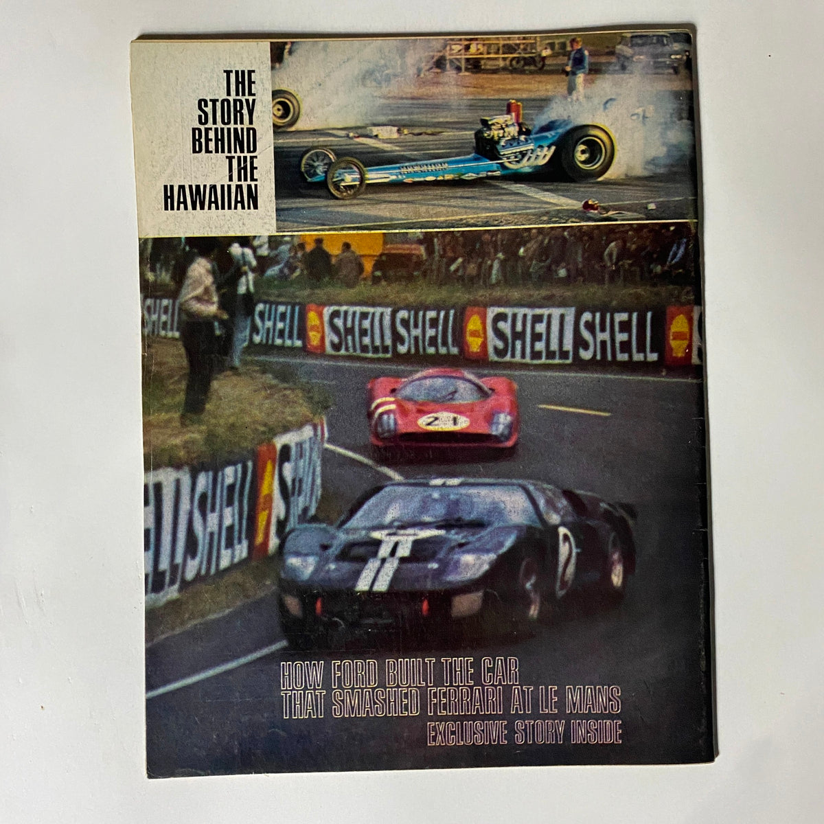Cover of VTG American Rodding Magazine December 1966 showcasing drag racing cars, with the title 'How Ford Built the Car That Smashed Ferrari at Le Mans' featured prominently.