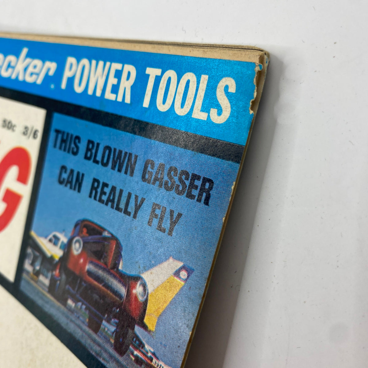 Close-up of the header of American Rodding Magazine from June 1968, highlighting a promotional section for Black & Decker power tools with text mentioning a blown gasser.