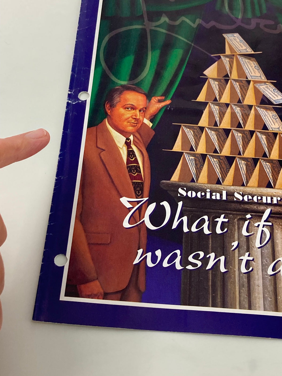 Close-up of the Rush Limbaugh Letter Newsletter Magazine May 1998 cover showing detailed artwork of a man in a suit next to a pyramid of money, emphasizing the title Social Security: What if there wasn't any?