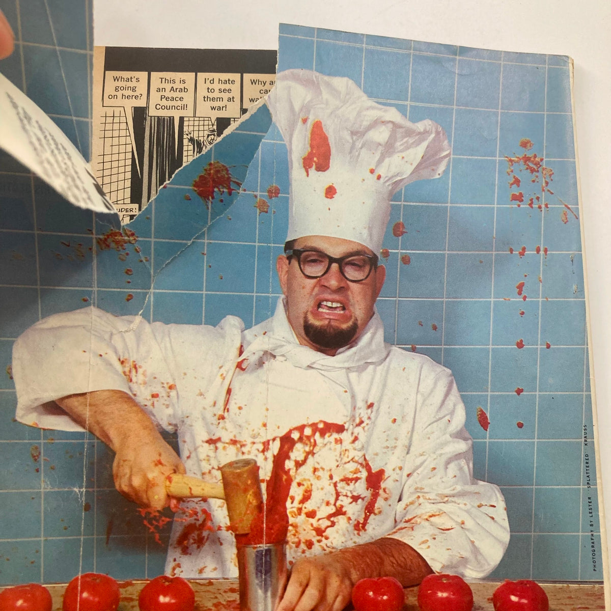 Close-up of the back cover from Mad Magazine 1966 9th Ed. of The Worst From Mad, highlighting a messy kitchen scene with a chef expressing frustration.