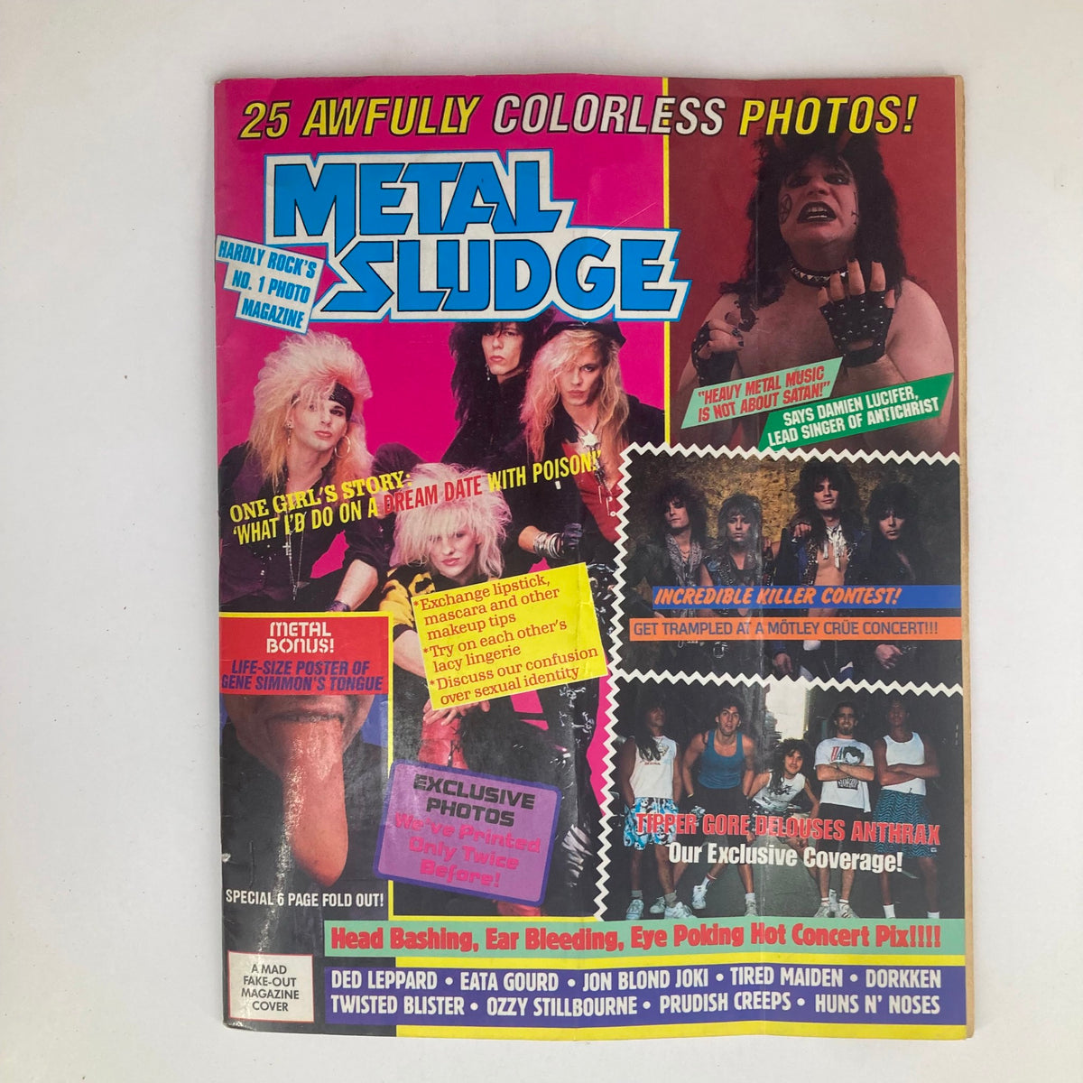 Cover of Mad Magazine July 1989 No. 288 Special Heavy Metal Issue featuring bold graphics, heavy metal-themed artwork, and articles on rock music, showcasing the vibrant culture of the 1980s.