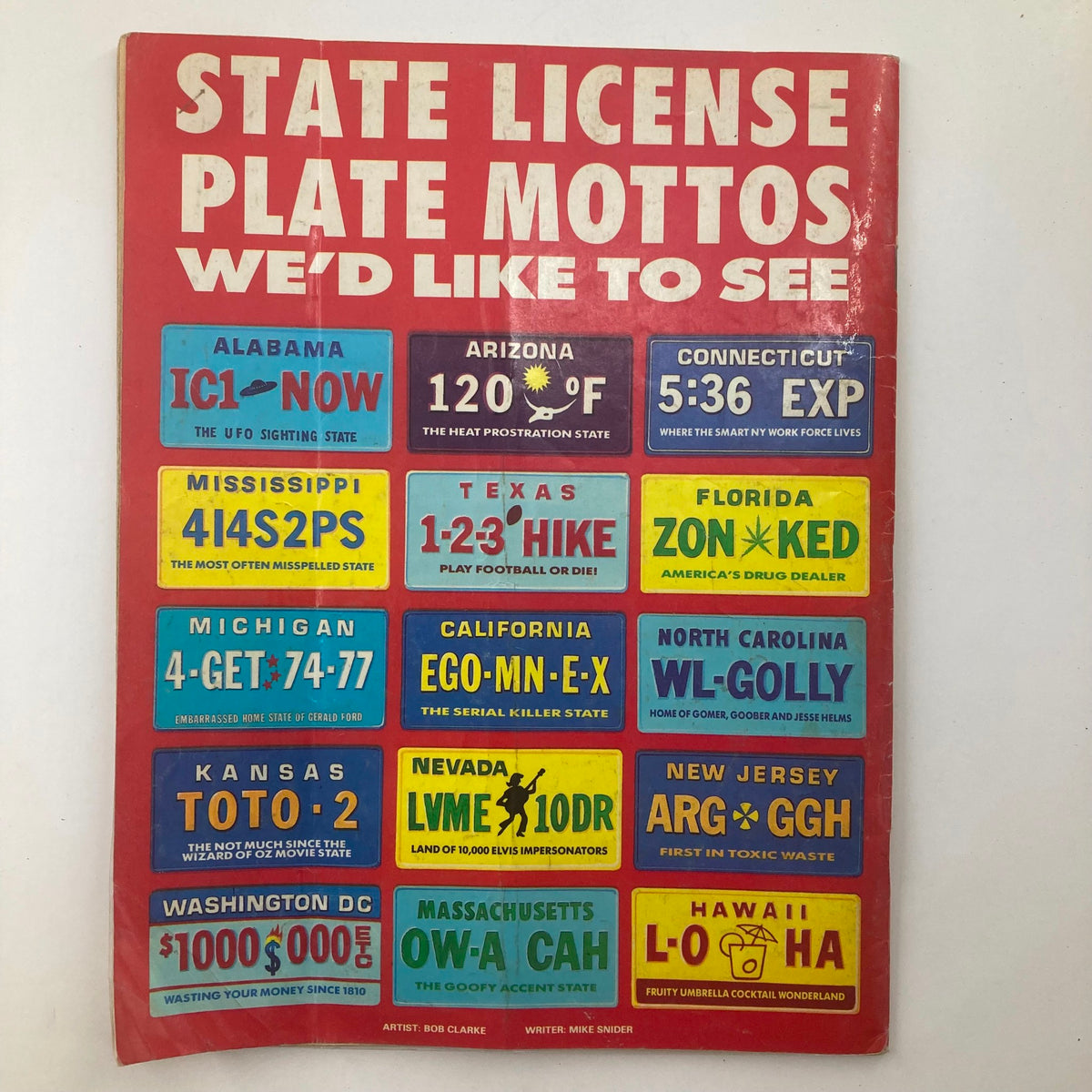 Front cover of Mad Magazine September 1988 No. 281 titled 'St. Health Scare 2.0', highlighting humorous state license plate mottos and classic Mad Magazine art.