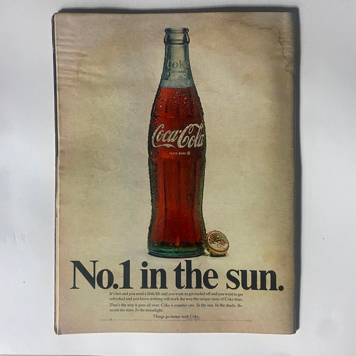 Vintage Coca-Cola advertisement from Motor Trend Magazine July 1969, displaying a classic Coke bottle with the tagline 'No.1 in the sun'.
