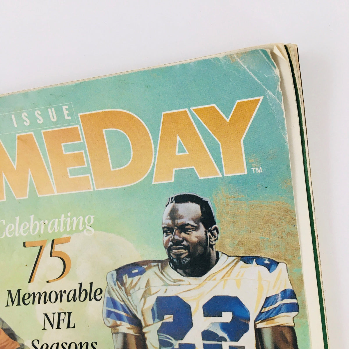 Another angle of the Gameday Magazine September 25, 1994 cover, showing detailed artwork of an NFL player, capturing the essence of the Jets vs. Bears matchup.