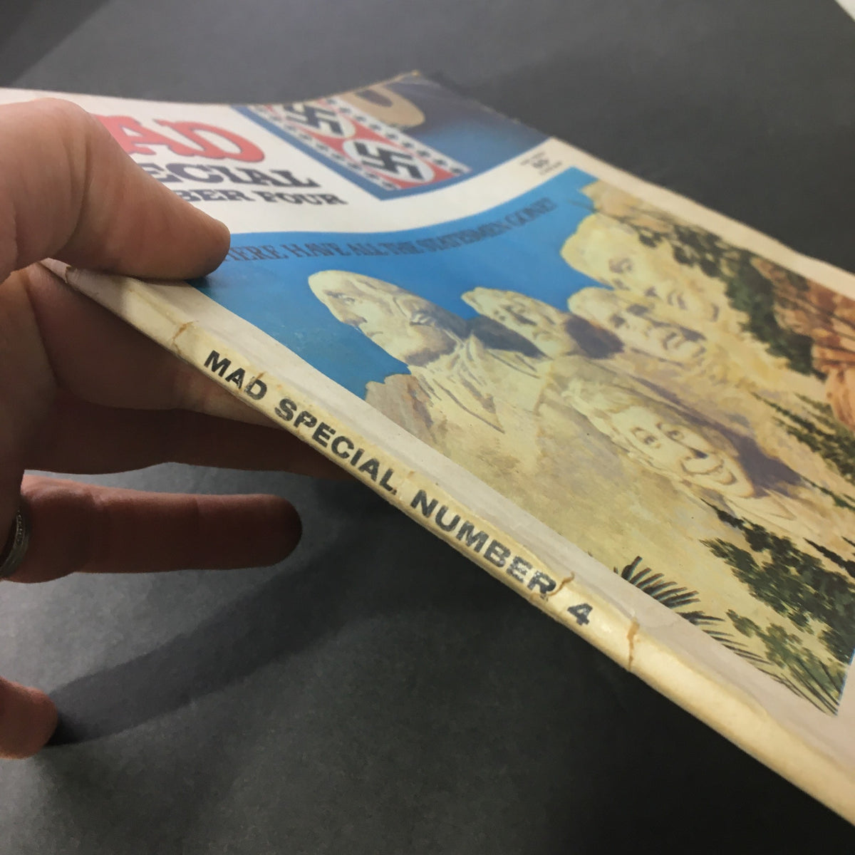 Side view of Mad Special Number Four, June 1971 edition, showcasing the title and Mount Rushmore graphic, emphasizing its vintage quality.