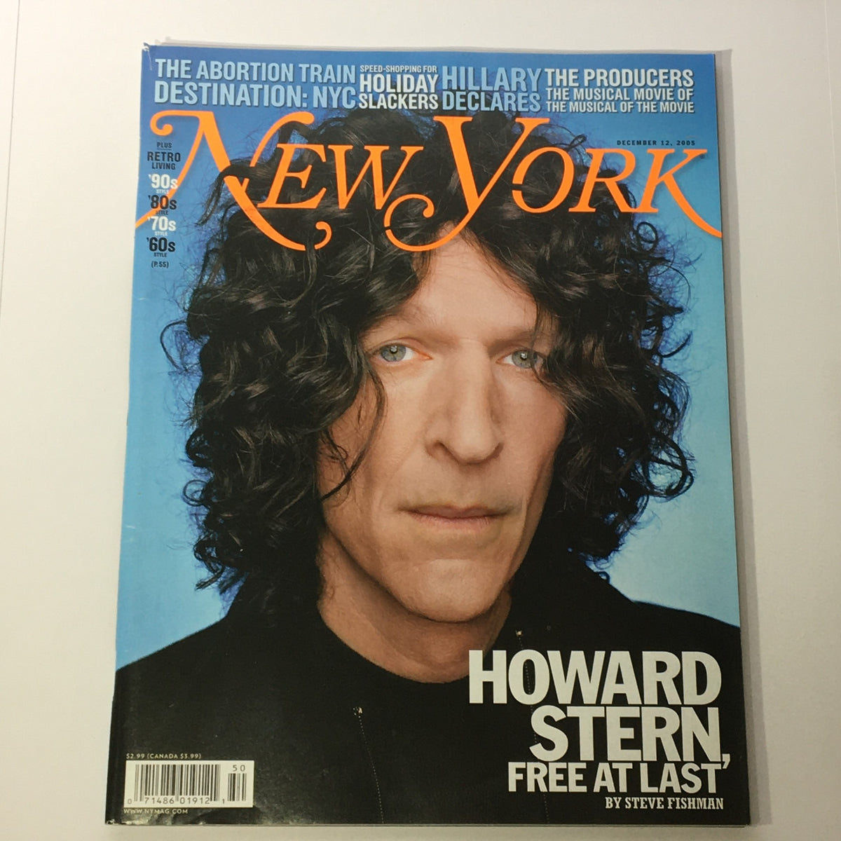 Cover of New York Magazine dated December 12, 2005, featuring Howard Stern with the headline 'Howard Stern Free at Last' alongside reference to Hillary Clinton, highlighting a pivotal moment in media and politics.