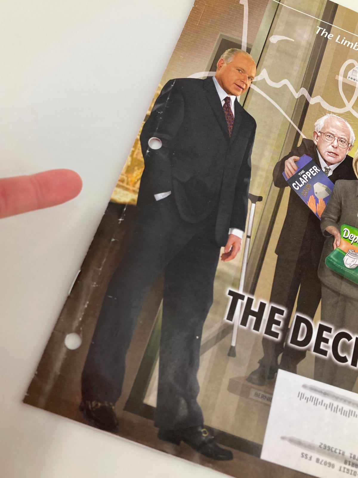 Close-up of the Rush Limbaugh Letter Newsletter Magazine March 2016 cover highlighting the figure of Rush Limbaugh, showcasing minor wear and hole punch for binder storage.