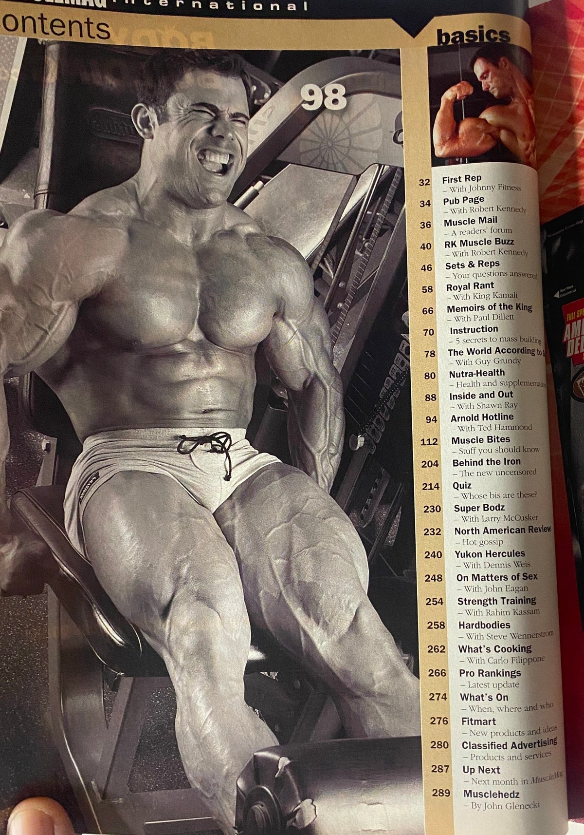 Image from MuscleMag International Magazine April 2007 No. 299 displaying educational content on fitness and workout routines, emphasizing bodybuilding insights.