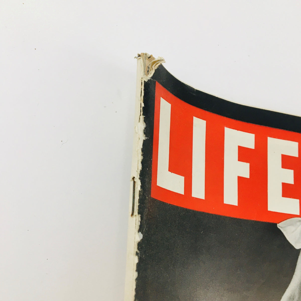 Close-up of the spine of VTG Life Magazine December 10, 1945, highlighting the vintage condition and wear.