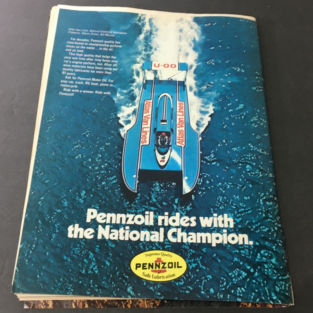 Back cover of Sports Illustrated August 13, 1979 Silver Anniversary Issue featuring an advertisement for Pennzoil.