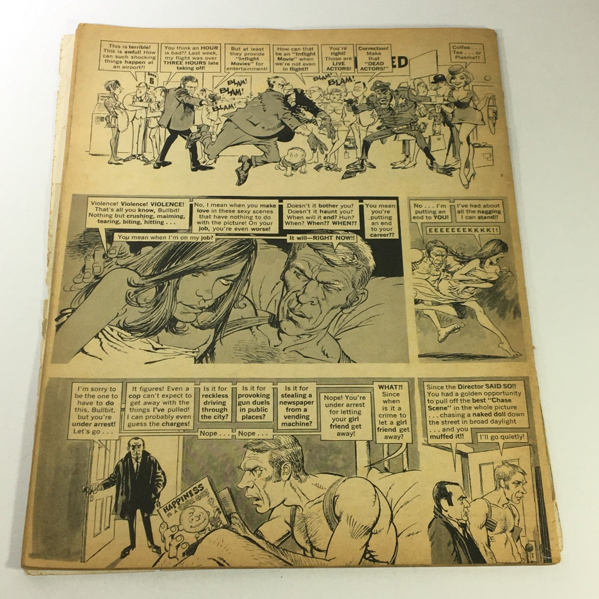 Back cover art of Mad #127 June 1969 showing humorous comic panels depicting a variety of comedic situations.