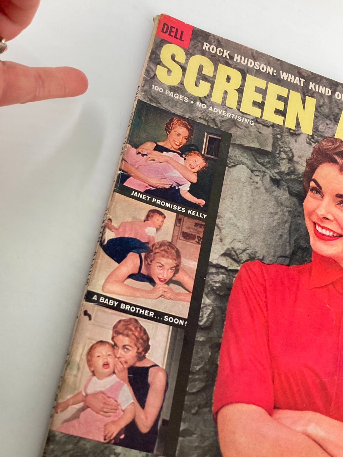 Cover of VTG Screen Album Magazine August 1958 featuring Janet Leigh and Rock Hudson, showcasing vintage images and articles about film culture.