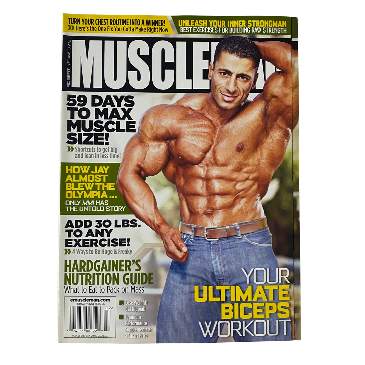 MuscleMag International Magazine cover for February 2011 featuring Ahmad Ahmad showcasing bodybuilding tips and strategies for muscle growth.